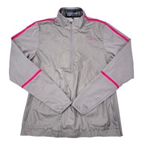 Nike Golf Jacket Womens Size Medium Gray Pink Windbreaker Rain Lightweight